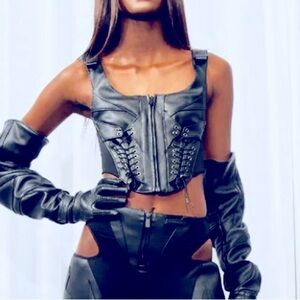 Namilia black INSANE vegan leather moto black corset RARE